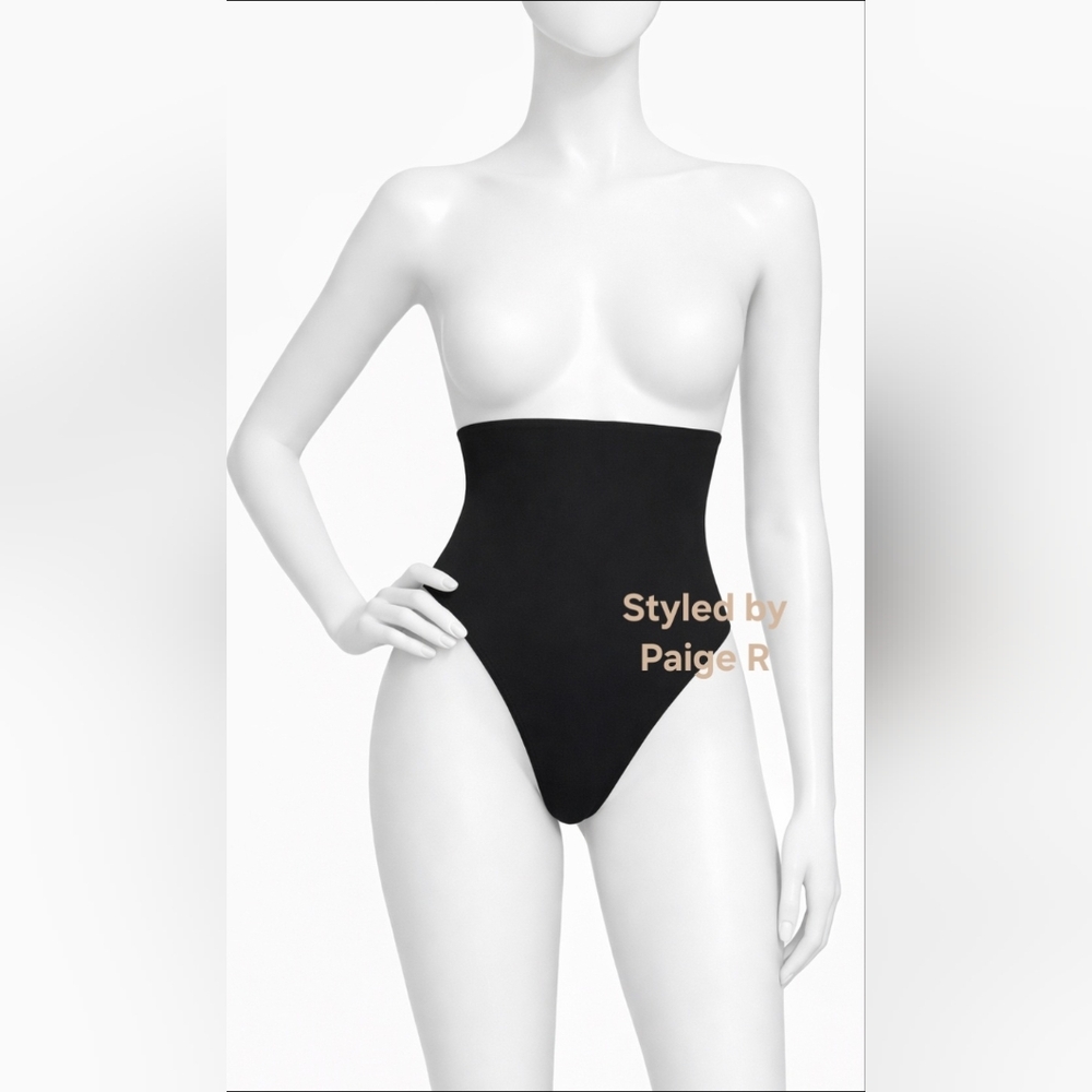 💕SKIMS High Waist Power Mesh Sheer Sculpt Shaper Thong Shaping Black ONYX XXS